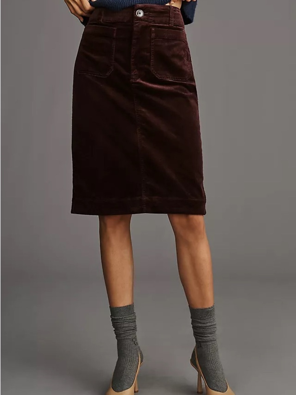 Anthropologie Plum Maeve Colette Corduroy Midi Skirt